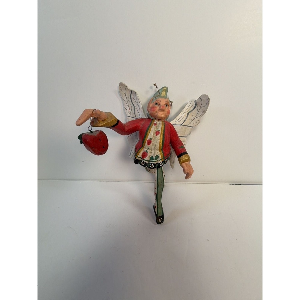 House of Hatten Strawberry Fairy Christmas Ornament Vintage 1989